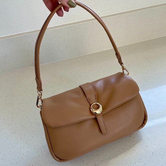 Lulus Handbags - NEW Lulus Brown Puffy Vegan Leather Shoulder Bag